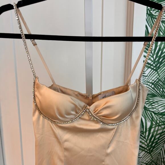 Oh Polly Champagne Underwire Corset Dress with Rhinestone Trim size 0 - Picture 3 of 9